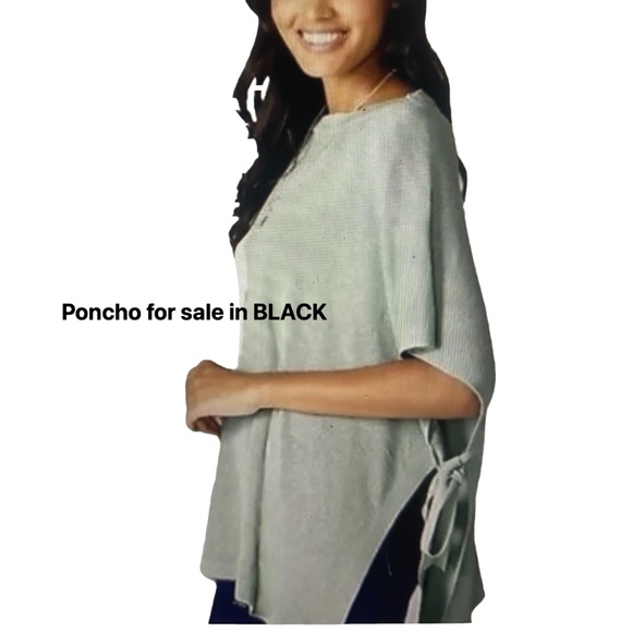 NWT J.JILL Black Merino Wool Tencel Poncho Minimalist Layering OS - NEW - Picture 3 of 13